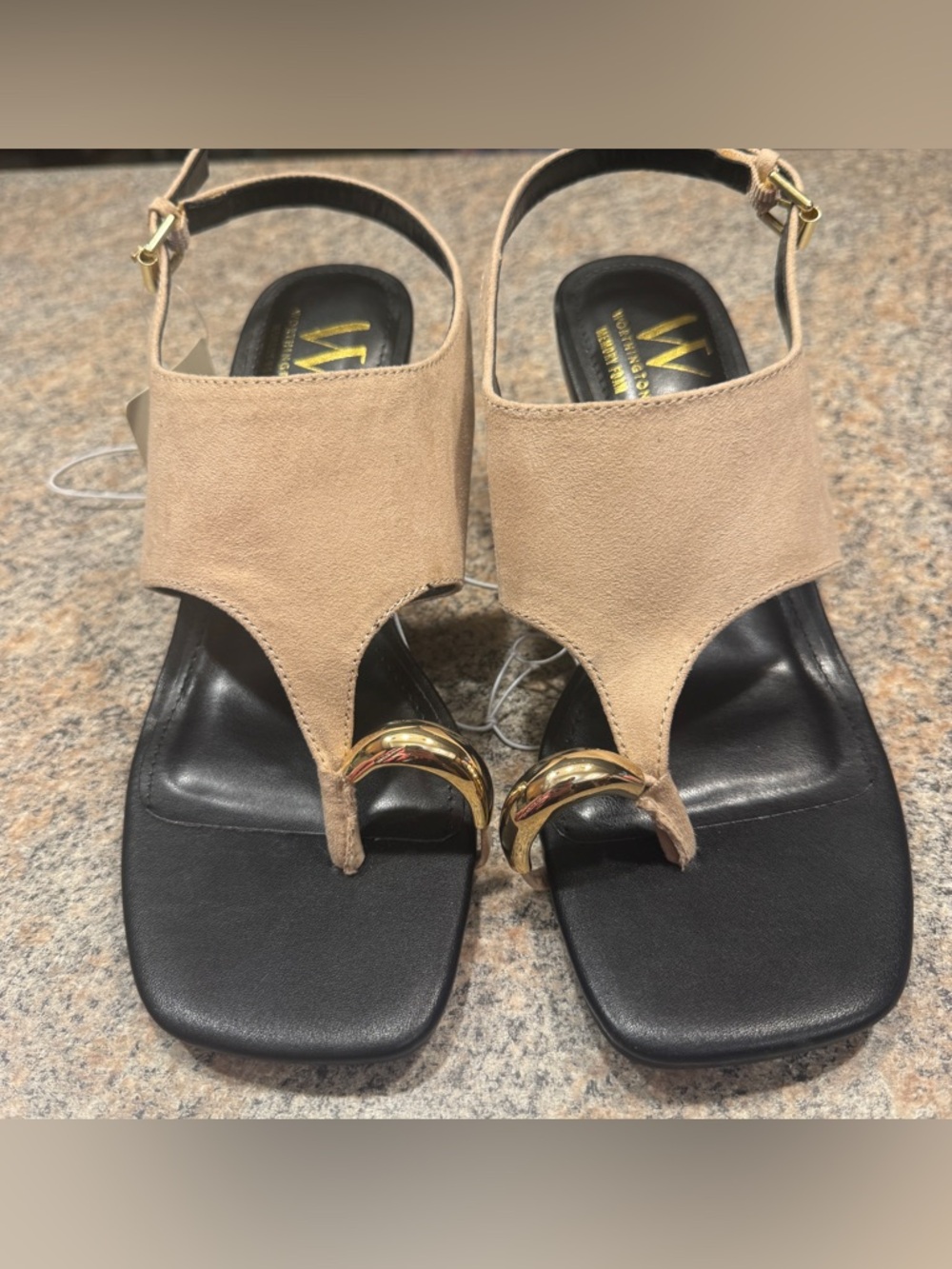 Worthington BeigeSlingback Sandals with Gold Accent